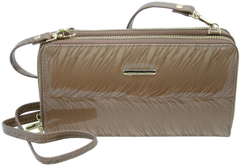 J JONES JENNIFER JONES Clutch Leder Geldbörse Schultertasche 2in1 elegant RFID-Schutz Gurt abnehmbar, Lackleder von J JONES JENNIFER JONES