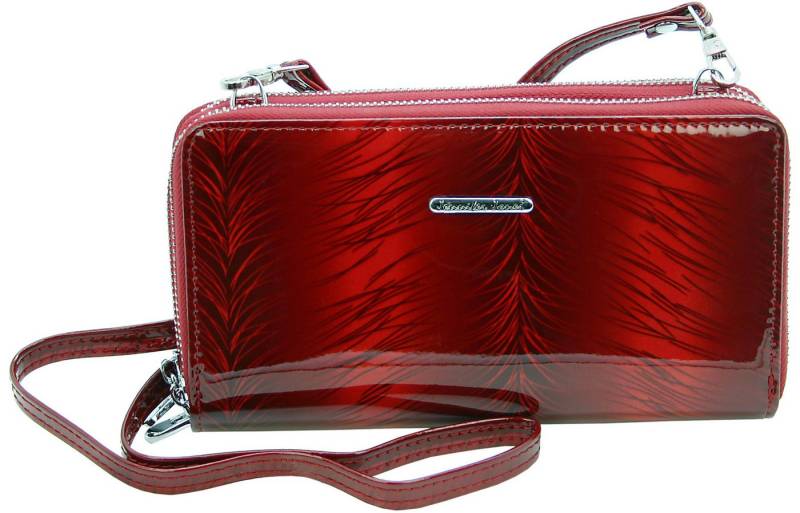 J JONES JENNIFER JONES Clutch Leder Geldbörse Schultertasche 2in1 elegant RFID-Schutz Gurt abnehmbar, Lackleder von J JONES JENNIFER JONES