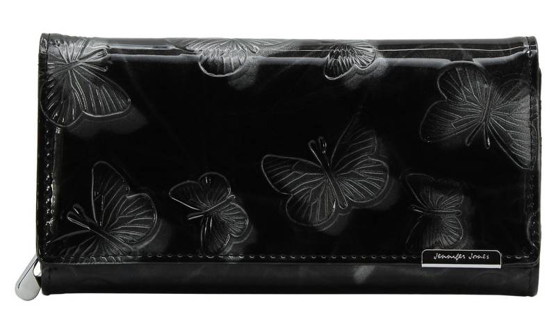 J JONES JENNIFER JONES Geldbörse Damen Groß Modisch Lack-Leder mit Schmetterlings-Motiv RFID-Schutz, mit modischem Schmetterlings-Motiv von J JONES JENNIFER JONES