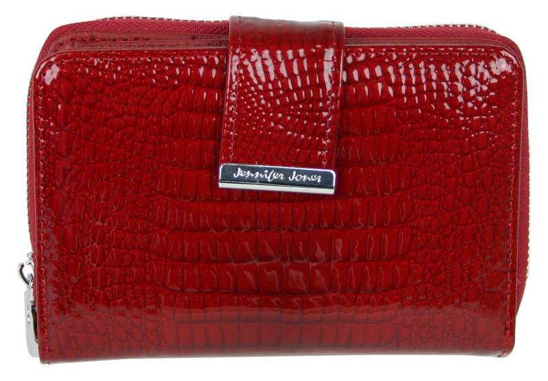 J JONES JENNIFER JONES Geldbörse Echt Leder Damen Portmonee mit RFID-Schutz elegante Croco-Glanz Optik, Lackleder in Croco-Optik von J JONES JENNIFER JONES