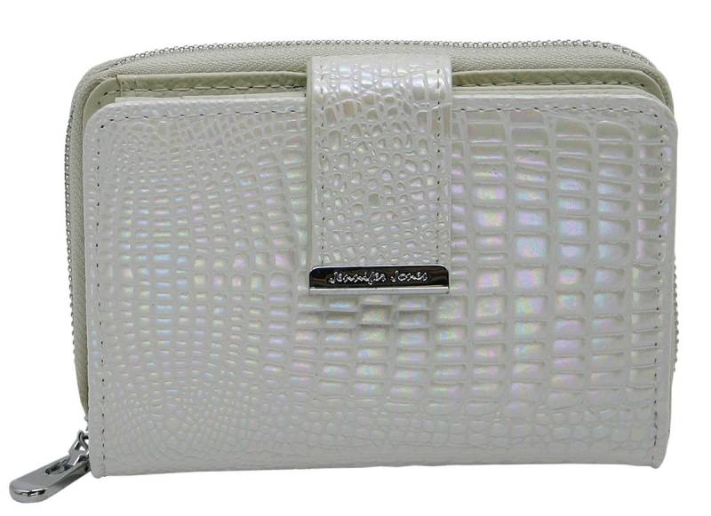 J JONES JENNIFER JONES Geldbörse Echt Leder Damen Portmonee mit RFID-Schutz elegante Croco-Glanz Optik, Lackleder in Croco-Optik von J JONES JENNIFER JONES