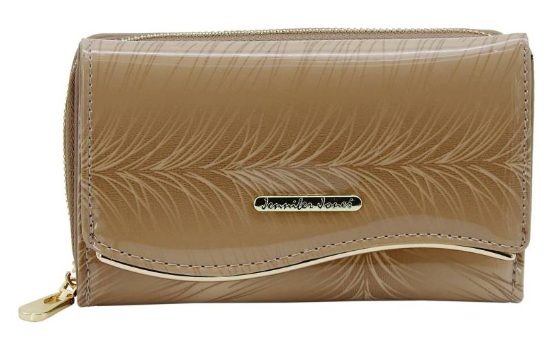 J JONES JENNIFER JONES Geldbörse Elegantes Damen Leder Portmonee RFID-Schutz viele Fächer Glanz-Optik, Frontfach mit geschwungener Zierleiste von J JONES JENNIFER JONES