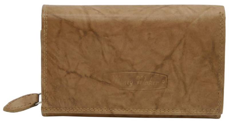 Money Maker Geldbörse Großes Damen Leder Portemonnaie mit RFID Schutz Geldbeutel viel Platz, Echt-Leder von Money Maker