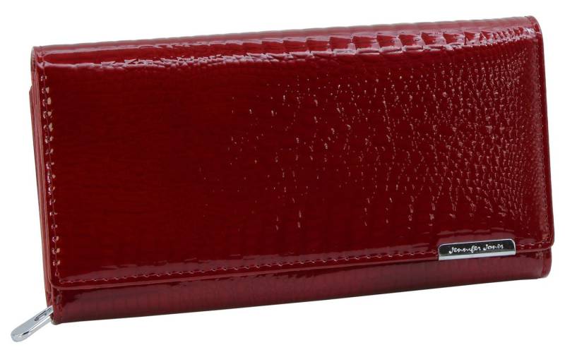 J JONES JENNIFER JONES Geldbörse Leder in Croco-Optik Großes Damen Portmonee RFID-Schutz viele Fächer, Leder geprägt in Croco-Optik von J JONES JENNIFER JONES