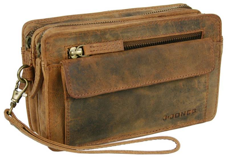 J JONES JENNIFER JONES Handgelenktasche - Herren Leder Handtasche Handgelenkschlaufe - Vintage Look, 20 x 12,5 x 10 cm von J JONES JENNIFER JONES