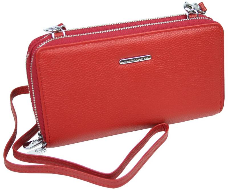 J JONES JENNIFER JONES Handytasche 2in1 - Damen Handtasche als Geldbörse mit Handyfach, Leder, abnehmbarer Schultergurt von J JONES JENNIFER JONES