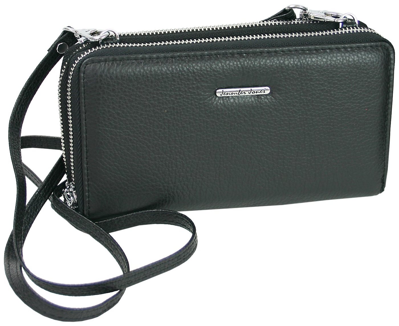 J JONES JENNIFER JONES Handytasche 2in1 - Damen Handtasche als Geldbörse mit Handyfach, Leder, abnehmbarer Schultergurt von J JONES JENNIFER JONES