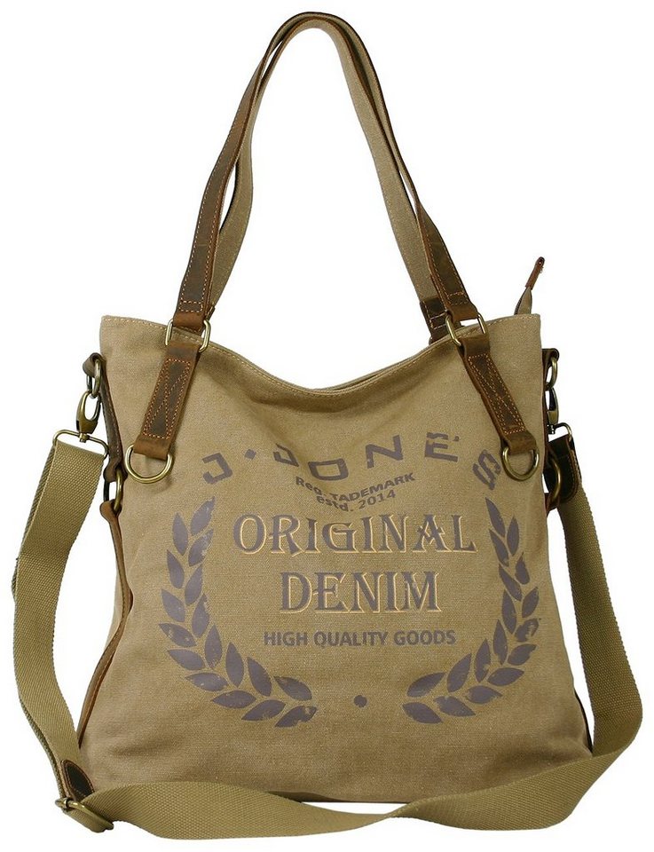 J JONES JENNIFER JONES Shopper Große Damen Umhängetasch aus Canvas - Vintage Schultertasche von J JONES JENNIFER JONES