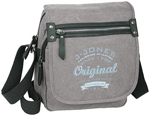 J JONES Messenger-Bag Schultertasche Umhängetasche aus Canvas | 9 Liter Volumen | Farbe Grau von J JONES JENNIFER JONES