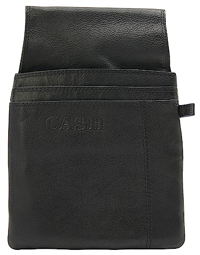 J.Jones - Leder Gürteltasche für Kellnerbörse, Geldbörsentasche mit Stiftfach & Einsteckfächern - praktisches Börsen-Etui - Schwarz von J JONES JENNIFER JONES