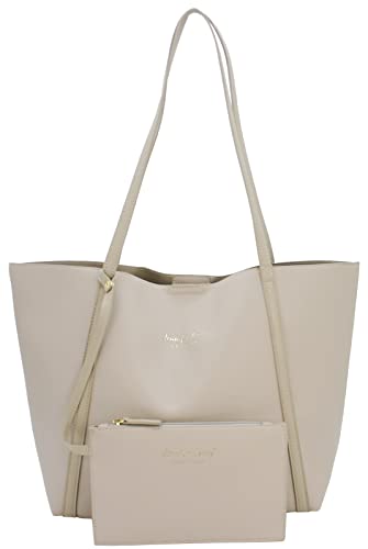 JENNIFER JONES - 2-teiliges Set Shopper mit Kosmetiktasche - Große & Modische Schultertasche - 17 Liter Volumen (Beige) von J JONES JENNIFER JONES