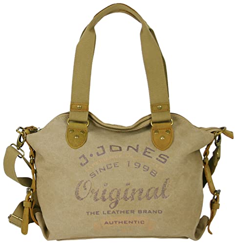 JENNIFER JONES - Große Damen Handtasche aus Canvas und Echtleder - Vintage Look - Casual Schultertasche - Umhängetasche von J JONES JENNIFER JONES