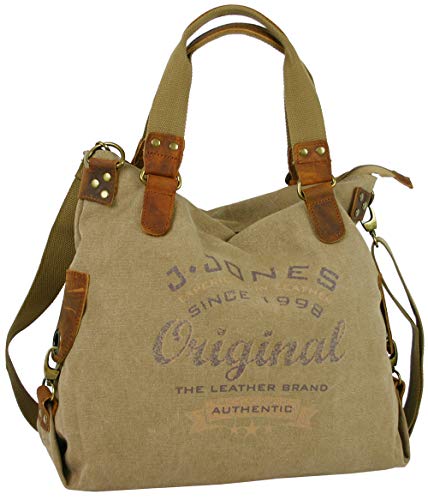 JENNIFER JONES - Große Damen Handtasche aus Canvas und Echtleder - Vintage Look - Casual Schultertasche - Umhängetasche von J JONES JENNIFER JONES