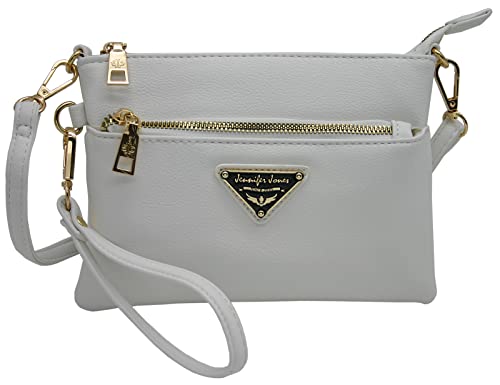 JENNIFER JONES - Modische Damen Handtasche - Umhängetasche - Clutch Bag - Schultertasche zum Ausgehen (2in1, Weiß) von J JONES JENNIFER JONES