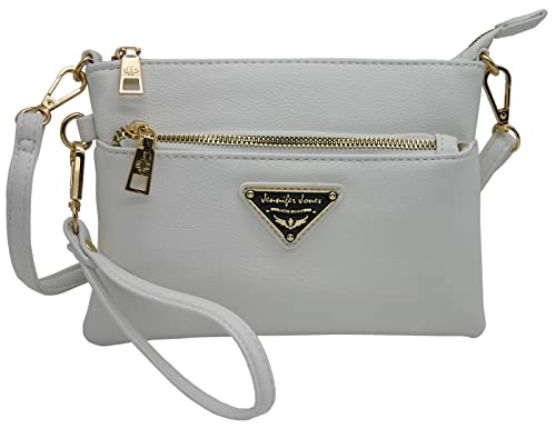 JENNIFER JONES - Modische Kleine Damen Handtasche Umhängetasche Clutch Bag Schultertasche zum Ausgehen (2in1, Weiß) von J JONES JENNIFER JONES