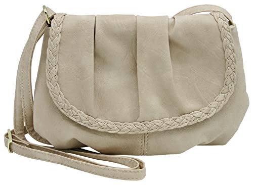 JENNIFER JONES - Kleine Damen Umhängetasche - Brauttasche - Abendtasche - Schultertasche (Handtasche mit Überschlag, Beige) von J JONES JENNIFER JONES