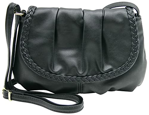 JENNIFER JONES - Kleine Damen Umhängetasche - Brauttasche - Abendtasche - Schultertasche (Handtasche mit Überschlag, Schwarz) von J JONES JENNIFER JONES