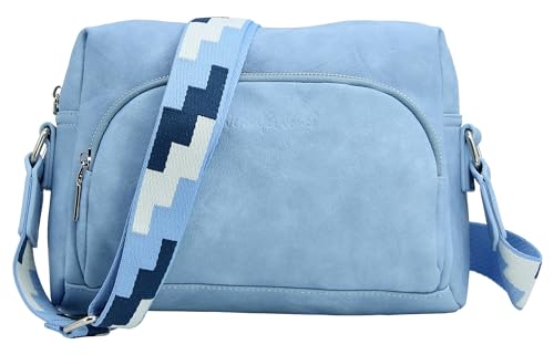 JENNIFER JONES – Modische Damen Umhängetasche – Crossbody Bag mit gewebtem Schultergurt - Hellblau von J JONES JENNIFER JONES