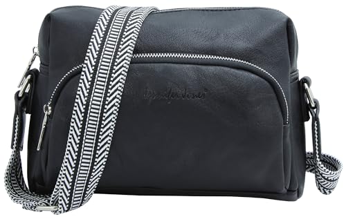JENNIFER JONES – Modische Damen Umhängetasche – Crossbody Bag mit gewebtem Schultergurt - Schwarz von J JONES JENNIFER JONES