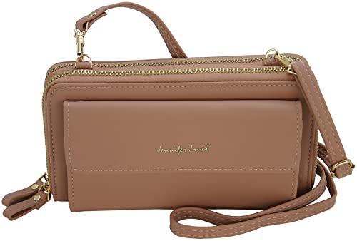 JENNIFER JONES - Umhängetasche 2in1 Geldbörse & Handytasche bis 7 Zoll mit Reißverschluss & Magnet-Druckknopf von J JONES JENNIFER JONES