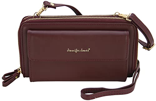 JENNIFER JONES - Umhängetasche 2in1 Geldbörse & Handytasche bis 7 Zoll mit Reißverschluss & Magnet-Druckknopf von J JONES JENNIFER JONES