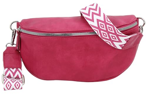 Jennifer Jones - Damen Bauchtasche mit modernem breitem Gurt - Gürteltasche, Crossbody Bag, Handtasche, Hüfttasche, Umhängetasche (Pink) von J JONES JENNIFER JONES