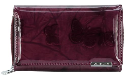Jennifer Jones - Damen Leder Geldbörse Groß Geldbeutel viele Fächer Portemonnaie mit RFID-Schutz Schmetterlings-Motiv Purple von J JONES JENNIFER JONES