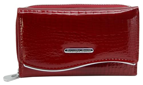 Jennifer Jones Echt-Leder Damen Geldbörse - Modische Croco Glanz Optik - RFID (M - Style 2, Rot) von J JONES JENNIFER JONES