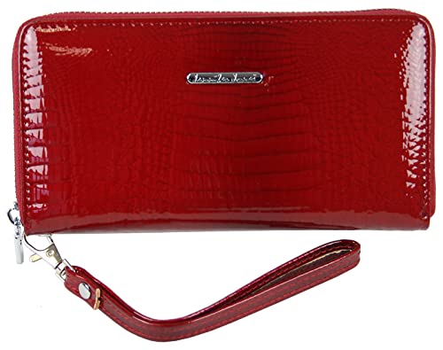 Jennifer Jones Echt-Leder Damen Geldbörse - Modische Croco Glanz Optik - RFID (XL, Rot) von J JONES JENNIFER JONES