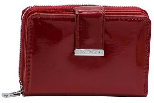 Jennifer Jones - Echt-Leder Damen Geldbörse - mit RFID-Schutz - Glanz Optik - Mittelgroß - Rot von J JONES JENNIFER JONES