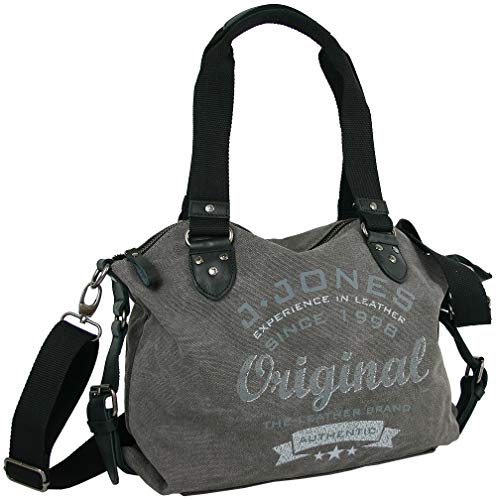 JENNIFER JONES - Große Damen Handtasche aus Canvas und Echtleder - Vintage Look - Casual Schultertasche - Umhängetasche von J JONES JENNIFER JONES