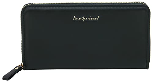 Jennifer Jones - Große Damen Geldbörse - Clutch-Portemonnaie - viele Fächer - Reißverschluss Schwarz von J JONES JENNIFER JONES