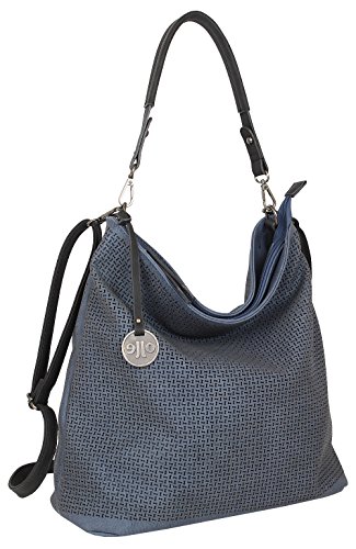 Jennifer Jones - Modische Damen Handtasche - 34 x 34 x 16 cm - austauschbare Henkel - Dunkel Blau von J JONES JENNIFER JONES