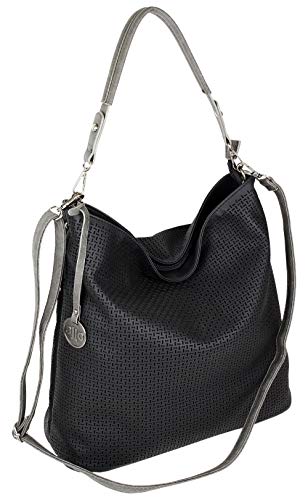 Jennifer Jones - Modische Damen Handtasche - 34 x 34 x 16 cm - austauschbare Henkel - Schwarz von J JONES JENNIFER JONES