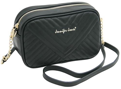 JENNIFER JONES - Modische Damen Handtasche - Umhängetasche - Crossbody Bag - Schultertasche zum Ausgehen (Style A, Schwarz) von J JONES JENNIFER JONES