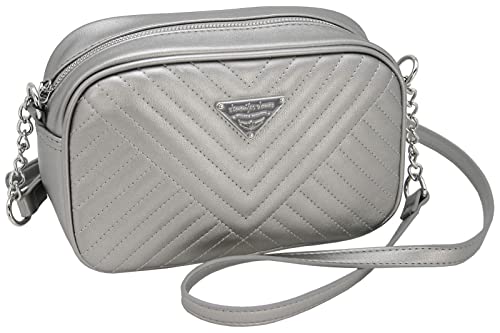 JENNIFER JONES - Modische Damen Handtasche - Umhängetasche - Crossbody Bag - Schultertasche zum Ausgehen (Style A, Silber) von J JONES JENNIFER JONES