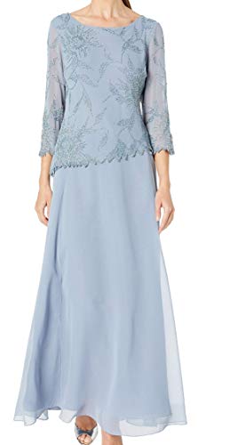 J Kara Damen Long Scoop Neck Asymetrical Beaded Dress Kleid, Staub/Blau/Blau, 36 J Kara Damen Long Scoop Neck Asymetrical Beaded Dress Kleid, Staub/Blau/Blau, 36 von J Kara