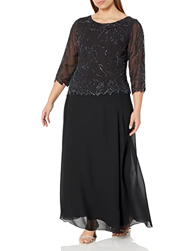 J Kara Damen Plus Size Floral Beaded Long Dress Kleid fr besondere Anlsse, Schwarz/Gun, 52 Mehr von J Kara