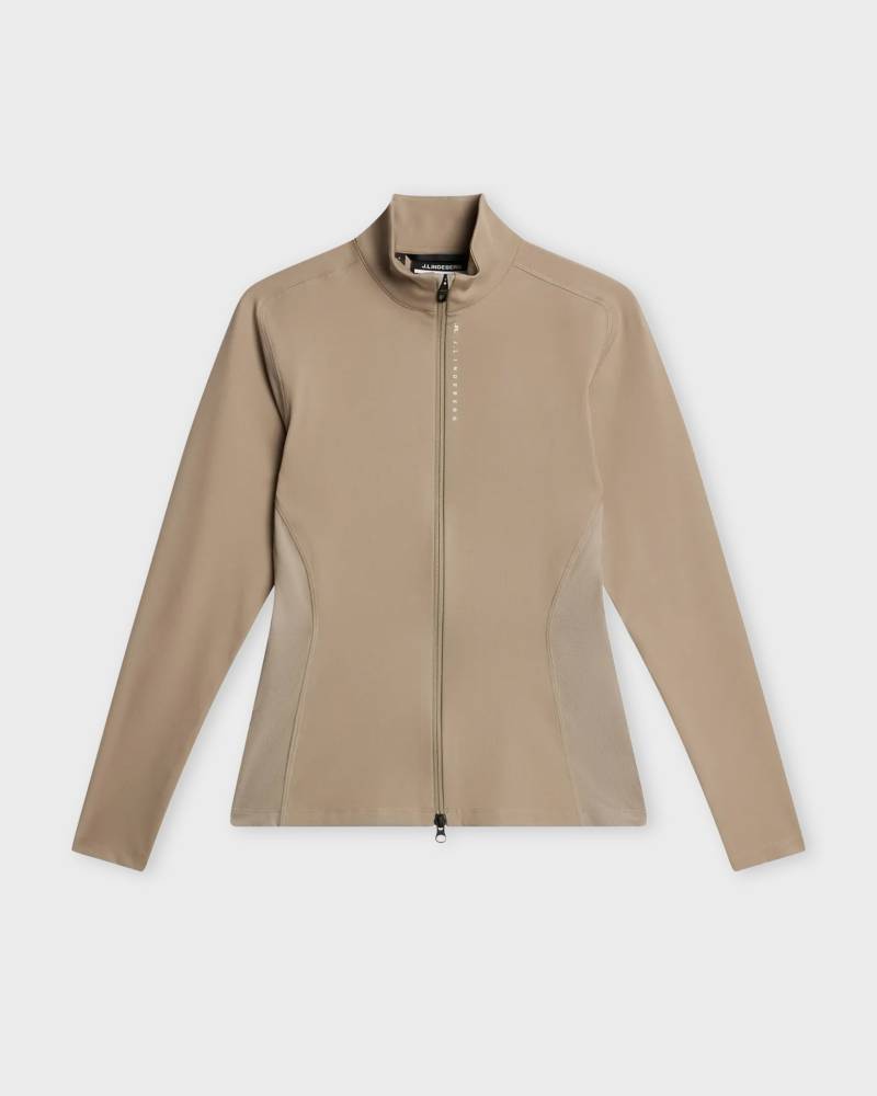 J Lindeberg Top Mel Zip Mid Layer Khaki von J Lindeberg