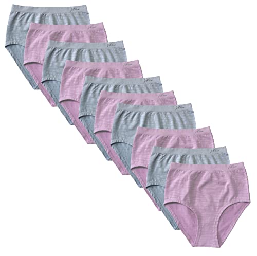 J-line 10er Pack Damen Taillen Slip Seamless Taillenslips Maxislip Unterhose Slips Unterwäsche, Modell 13, L von J-line