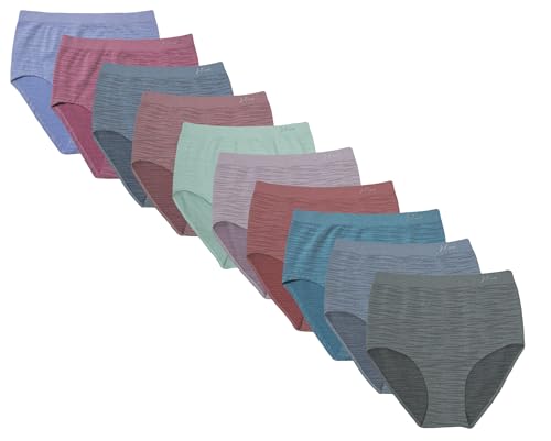 J-line 10er Pack Damen Taillen Slip Seamless Taillenslips Maxislip Unterhose Slips Unterwäsche, Modell Mix, L von J-line