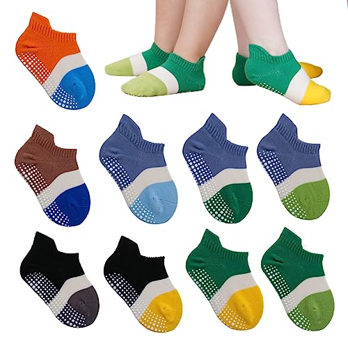 J Poqobog Baby Jungen Stoppersocken Mädchen Socken Rutschfeste Söckchen abs rutschfeste Kleinkinder Kinder Anti Rutsch Socken Sportsocken antirutsch (0-6 Monate, Multicolor) von J Poqobog