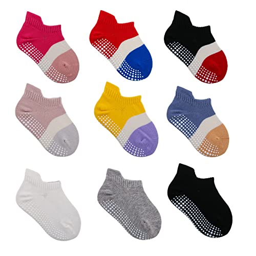 J Poqobog Baby Jungen Stoppersocken Mädchen Socken Rutschfeste Söckchen abs rutschfeste Kleinkinder Kinder Anti Rutsch Socken Sportsocken antirutsch (6-12 Monate, Multicolor-2) von J Poqobog