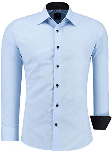 J'S FASHION Herren-Hemd - Slim-Fit - Langarm-Hemd Freizeithemd - Bügelleicht - Hellblau M von J'S FASHION