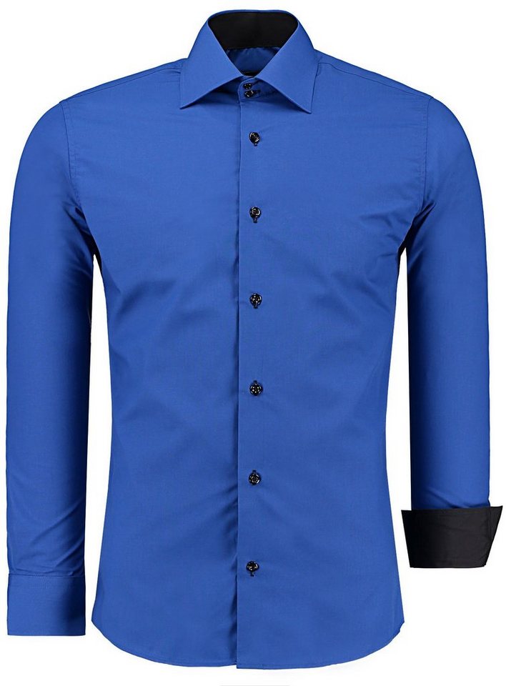 J'S FASHION Businesshemd JS12105 Slim Fit Langarm Herren Hemd mit farblich abgesetzten Elementen, Langarm Kentkragen Uni von J'S FASHION