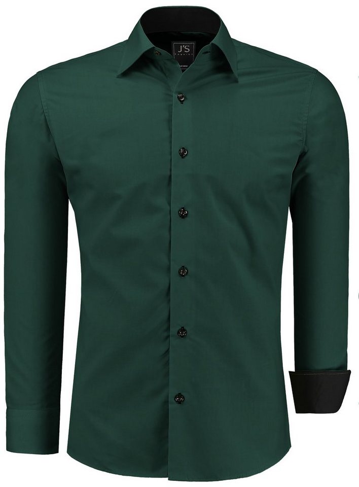 J'S FASHION Businesshemd JS12105 Slim Fit Langarm Herren Hemd mit farblich abgesetzten Elementen, Langarm Kentkragen Uni von J'S FASHION