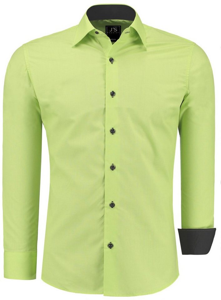 J'S FASHION Businesshemd JS12105 Slim Fit Langarm Herren Hemd mit farblich abgesetzten Elementen, Langarm Kentkragen Uni von J'S FASHION