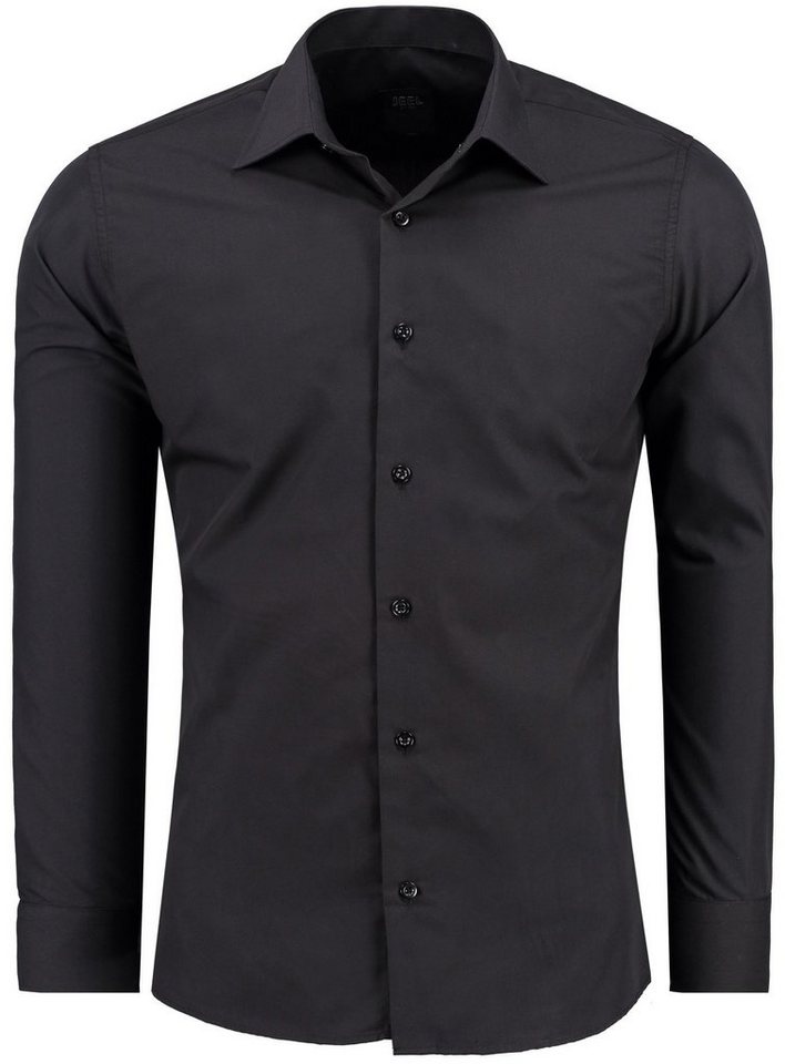 J'S FASHION Businesshemd JS12105 Slim Fit Langarm Herren Hemd mit farblich abgesetzten Elementen, Langarm Kentkragen Uni von J'S FASHION