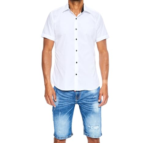 J'S FASHION Herren-Hemd - Slim-Fit - Kurzarm-Hemd Freizeithemd - Bügelleicht - Weiß mit Kontrast XXL J'S FASHION Herren-Hemd - Slim-Fit - Kurzarm-Hemd Freizeithemd - Bügelleicht - Weiß mit Kontrast XXL von J'S FASHION