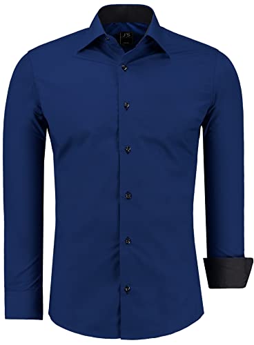 J'S FASHION Herren-Hemd - Slim-Fit - Langarm-Hemd Freizeithemd - Bügelleicht - Blau 5XL von J'S FASHION